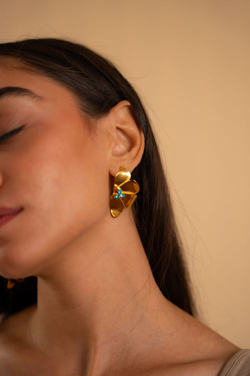 Aqua Petals Earrings - 2